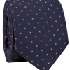 Cravate bleu marine à motifs rouges et blancs