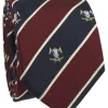 Cravate club en soie bleu marine et bordeaux à motifs
