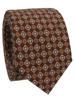 Cravate en laine marron à motifs rétro