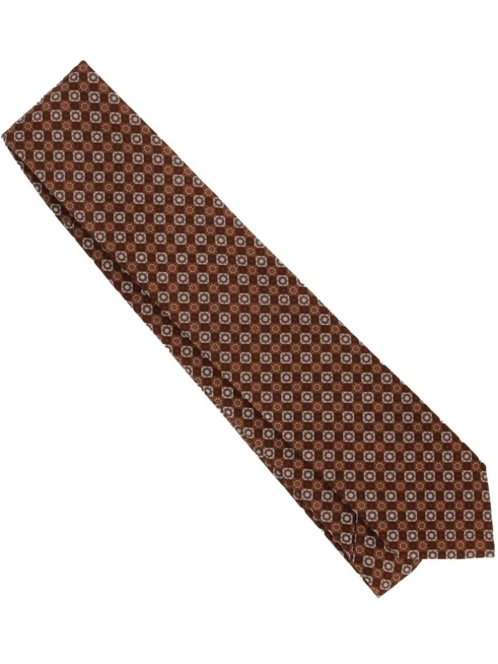 Cravate en laine marron à motifs rétro