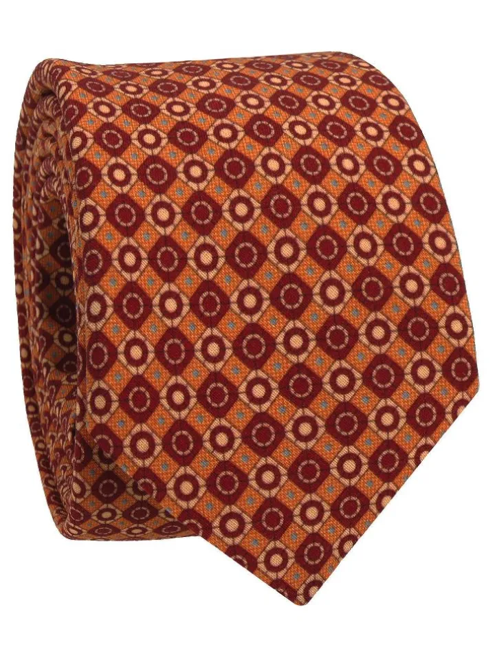 Cravate en laine orange à motifs rétro