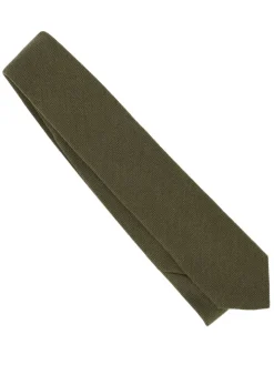 Cravate en laine vert olive à chevrons