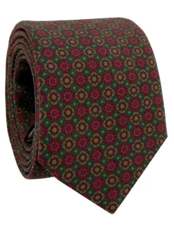 Cravate en laine verte à motifs rétro