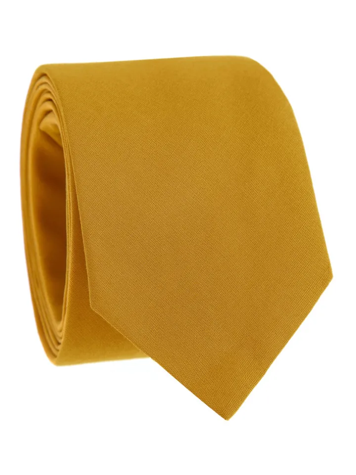 Cravate jaune curry en coton Sorrente