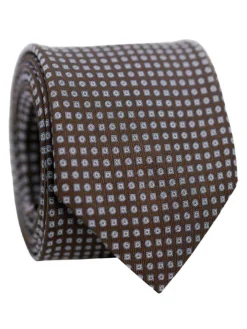 Cravate marron à motifs géométriques bleus