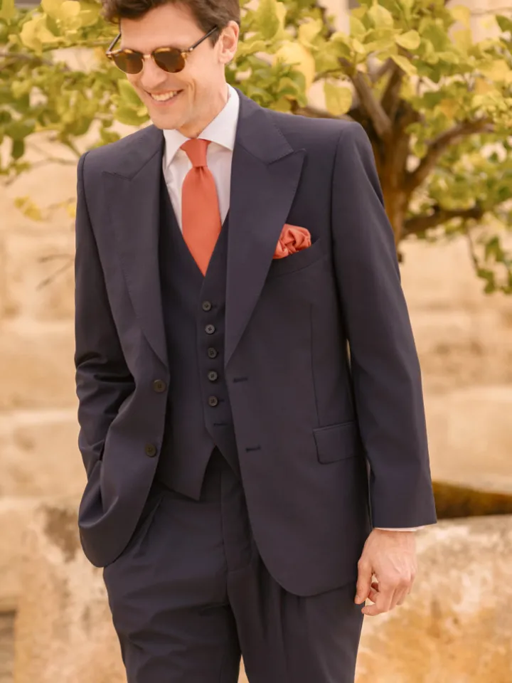 Cravate orange terre battue en soie Amalfi