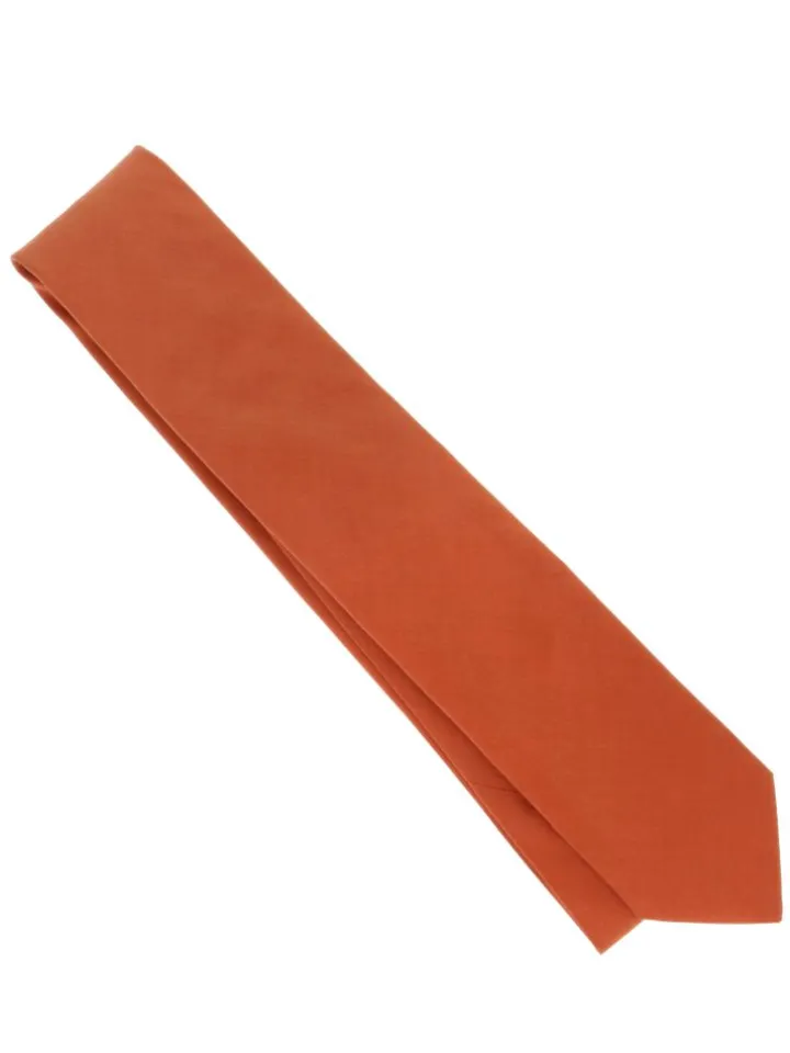 Cravate orange terre battue en soie Amalfi
