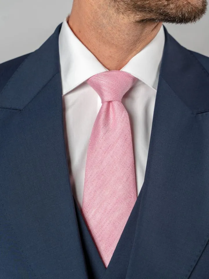 Cravate rose en lin et coton Verone