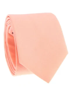 Cravate rose pêche en coton Sorrente
