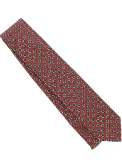 Cravate rouge en soie à motifs disques