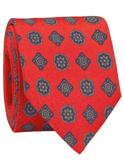 Cravate rouge motif rosace