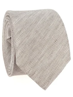 Cravate taupe en lin et coton Verone