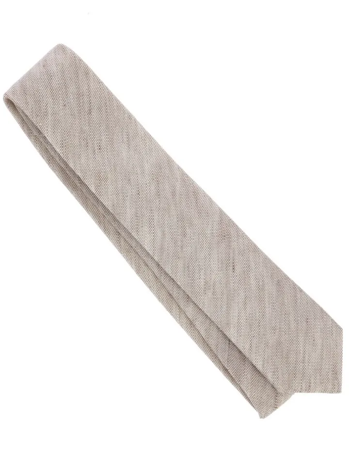 Cravate taupe en lin et coton Verone