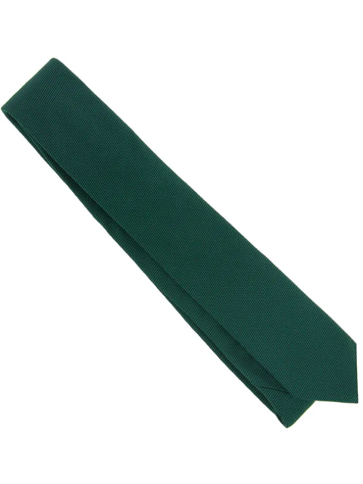 Cravate vert anglais en soie nattée Saint-Honoré