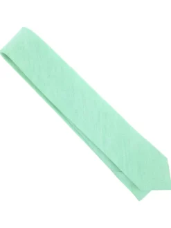 Cravate vert aqua en soie et lin nattés Bergame