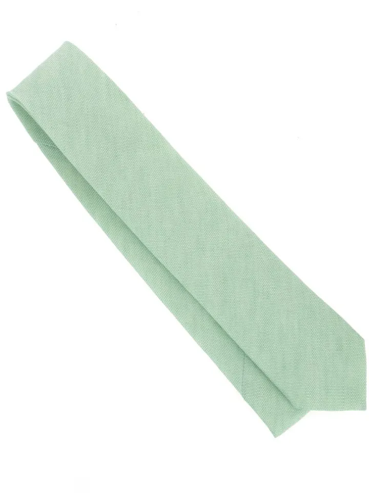 Cravate vert eucalyptus en lin et coton Verone