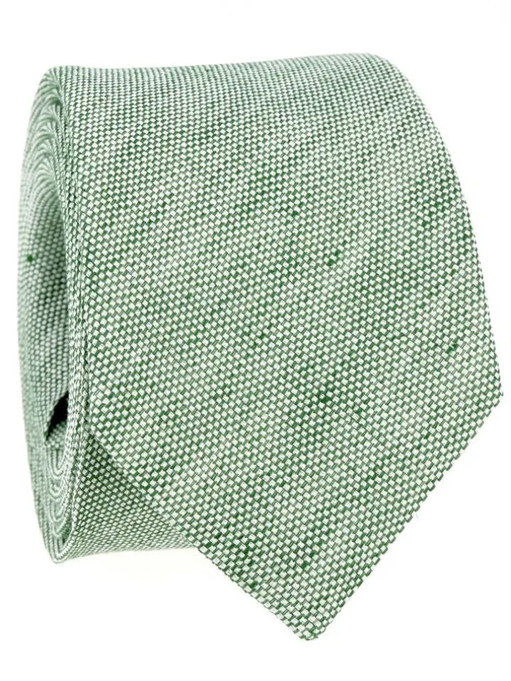 Cravate vert olive en lin et coton Verone