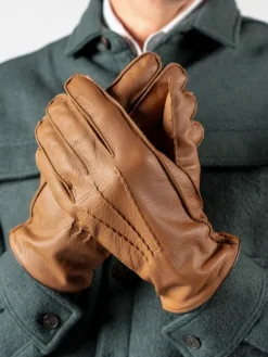 Gants en cuir cognac couture extérieure