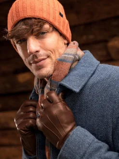Gants en cuir marron doublure cachemire