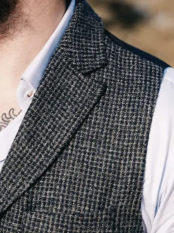 Gilet homme en laine mélangée bleu marine