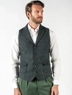 Gilet homme en laine mélangée vert