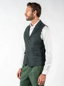 Gilet homme en laine mélangée vert