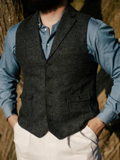 Gilet homme en laine mélangée vert