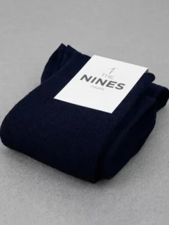Mi-bas laine vierge bleu marine