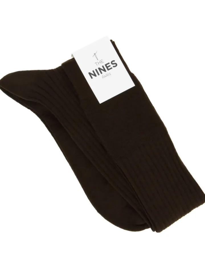 Mi-bas laine vierge marron chocolat