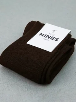 Mi-bas laine vierge marron chocolat