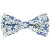 Noeud papillon liberty bleue à fleurs blanches jasmin