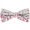 Noeud papillon liberty rose à fleurs blanches jasmin