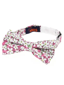 Noeud papillon liberty rose à fleurs blanches jasmin