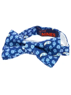 Noeud papillon motif cachemire et fleurs bleu