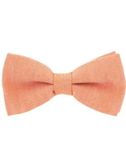Nœud papillon orange en soie et lin nattés Bergame