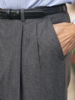 Pantalon taille haute en flanelle grise - Faro