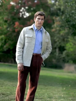 Pantalon taille haute en velours cognac - Faro