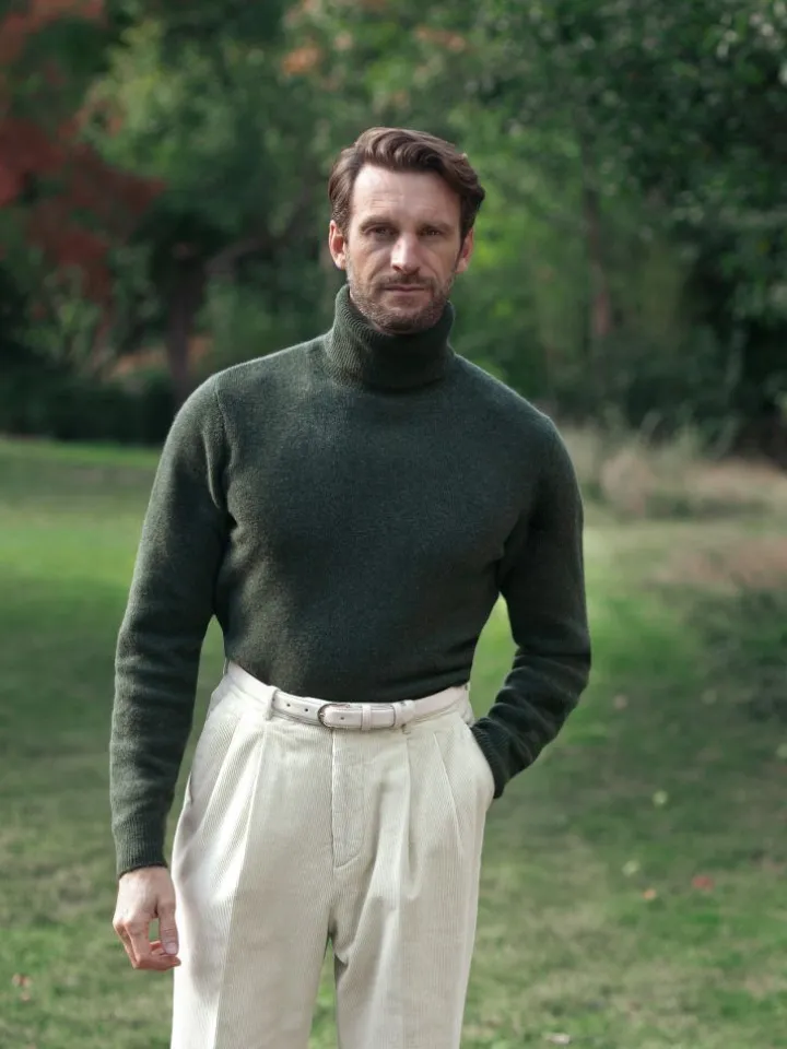 Pantalon taille haute en velours écru - Faro
