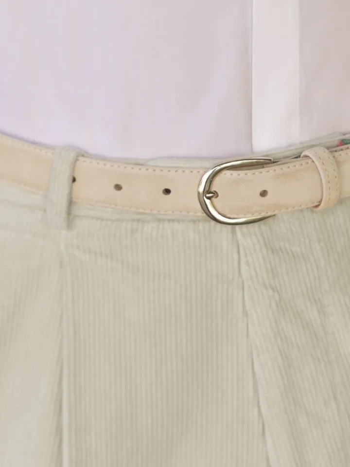 Pantalon taille haute en velours écru - Faro