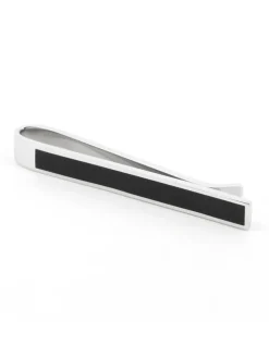 Pince à cravate argent massif et onyx Toledo