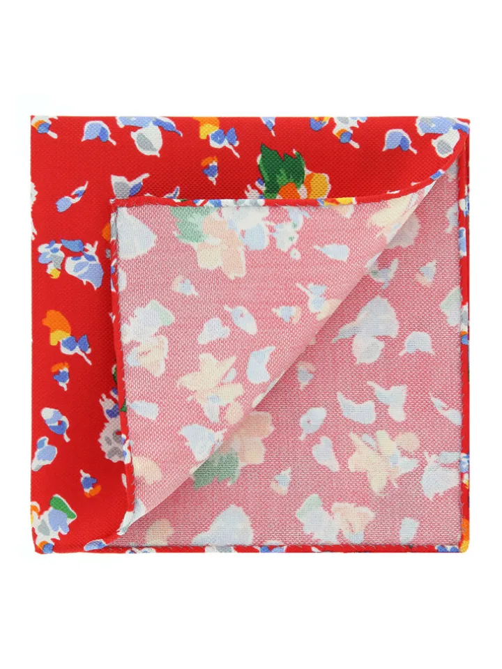 Pochette de costume à fleurs rouge