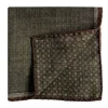 Pochette de costume à motifs en laine réversible vert et marron
