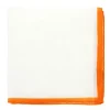 Pochette de costume en lin blanc avec ourlet orange