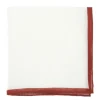 Pochette de costume en lin blanc avec ourlet terracotta
