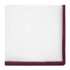 Pochette de costume en lin blanc avec ourlet bordeaux