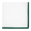 Pochette de costume en lin blanc avec ourlet vert anglais