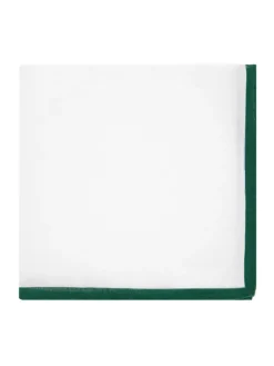 Pochette de costume en lin blanc avec ourlet vert anglais