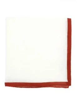 Pochette de costume en lin blanc avec ourlet terre battue