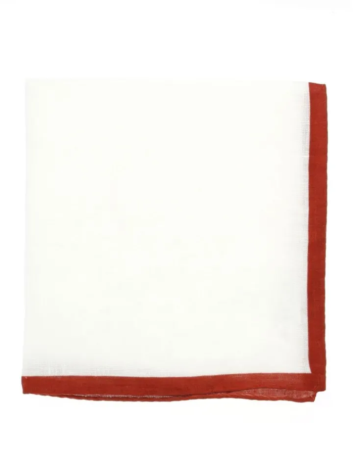 Pochette de costume en lin blanc avec ourlet terre battue