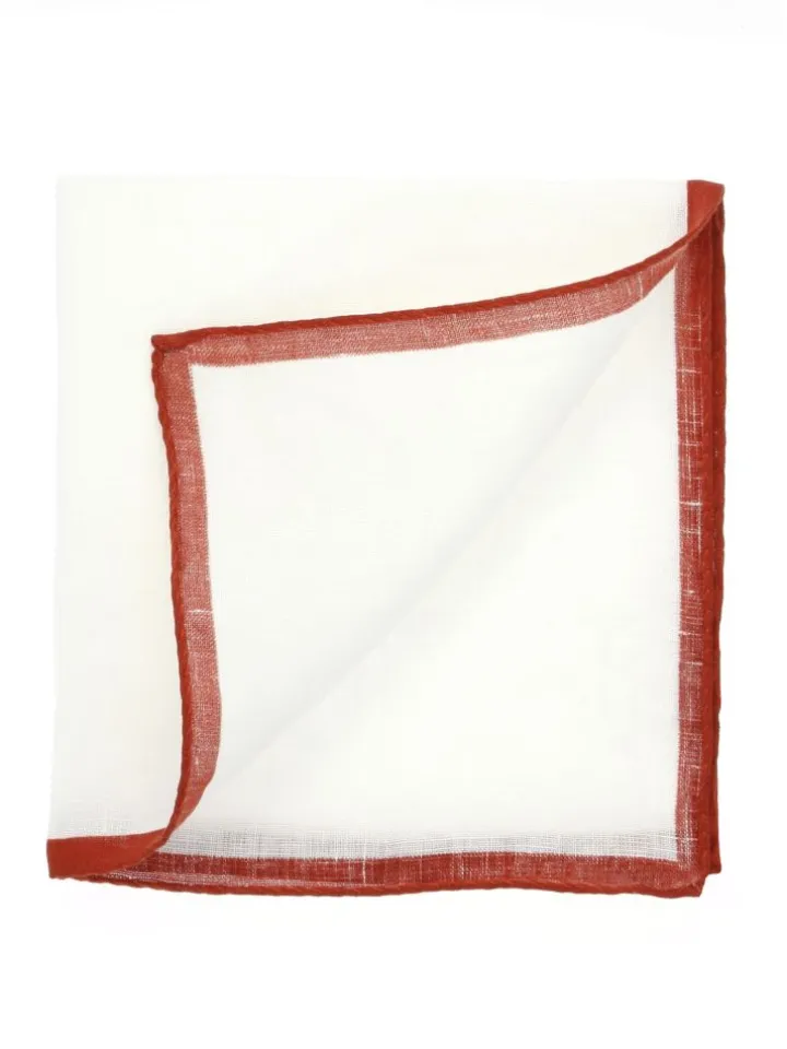 Pochette de costume en lin blanc avec ourlet terre battue